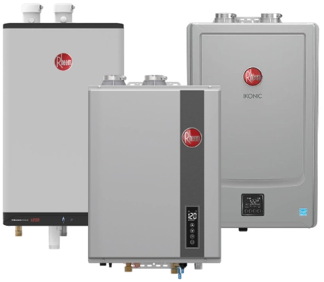 Tankless water heater mounted on wall